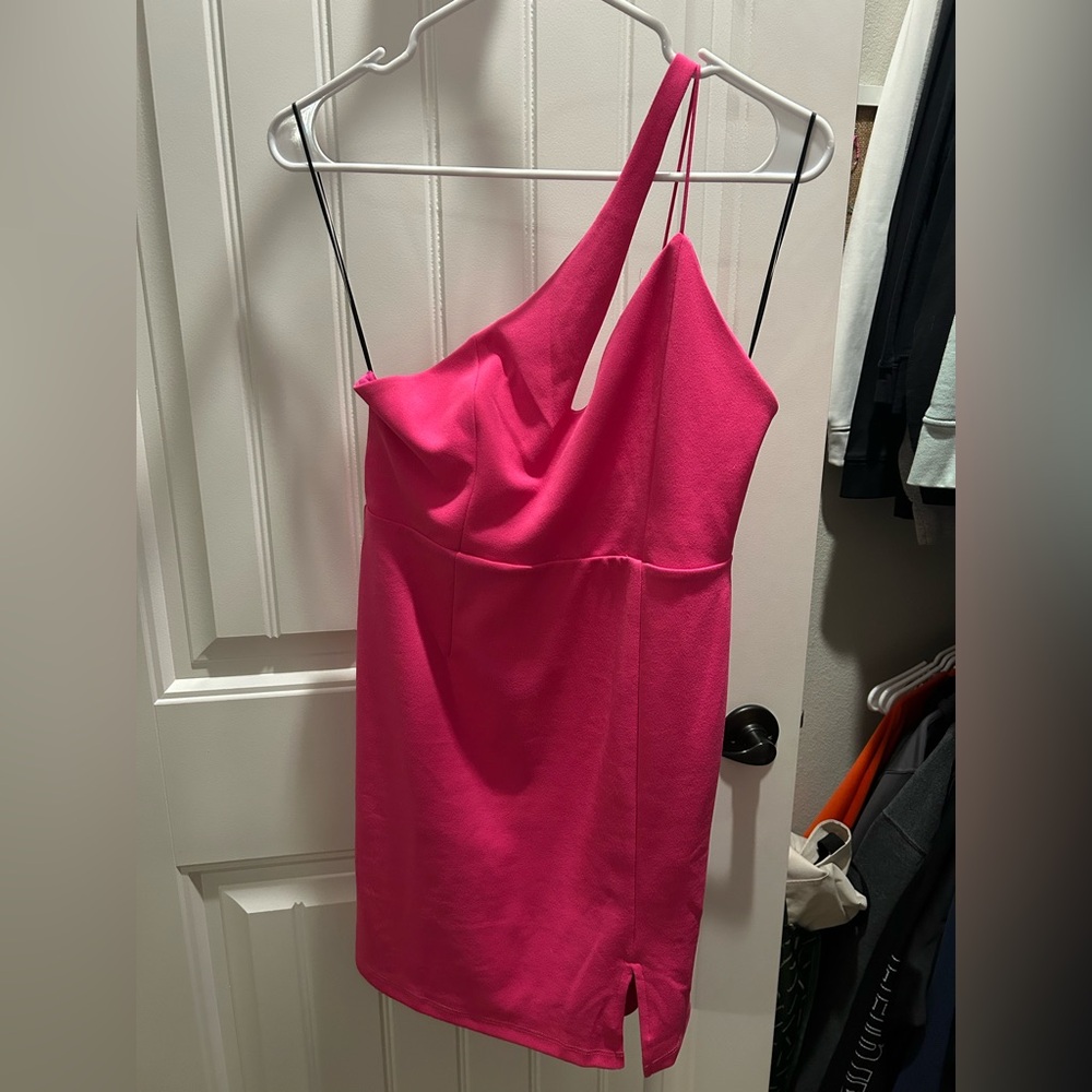 Lulu's Vibrant Pink One-Shoulder Dress